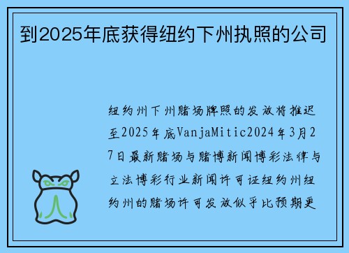 到2025年底获得纽约下州执照的公司